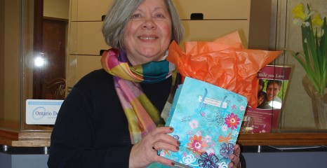 Winner of our February 2014 draw for a $100 gift certificate