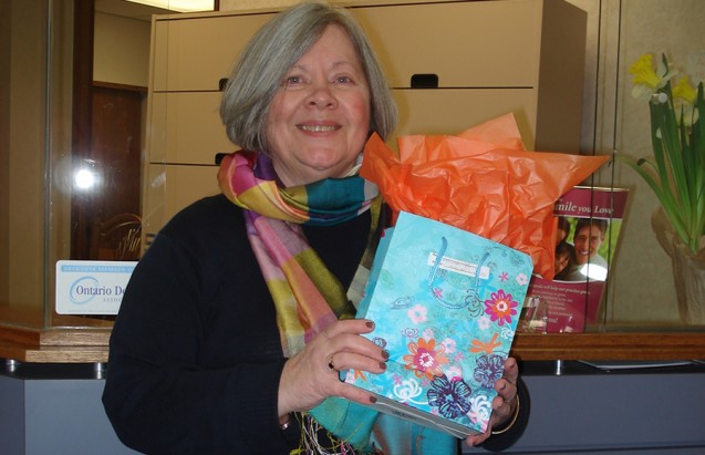 Winner of our February 2014 draw for a $100 gift certificate